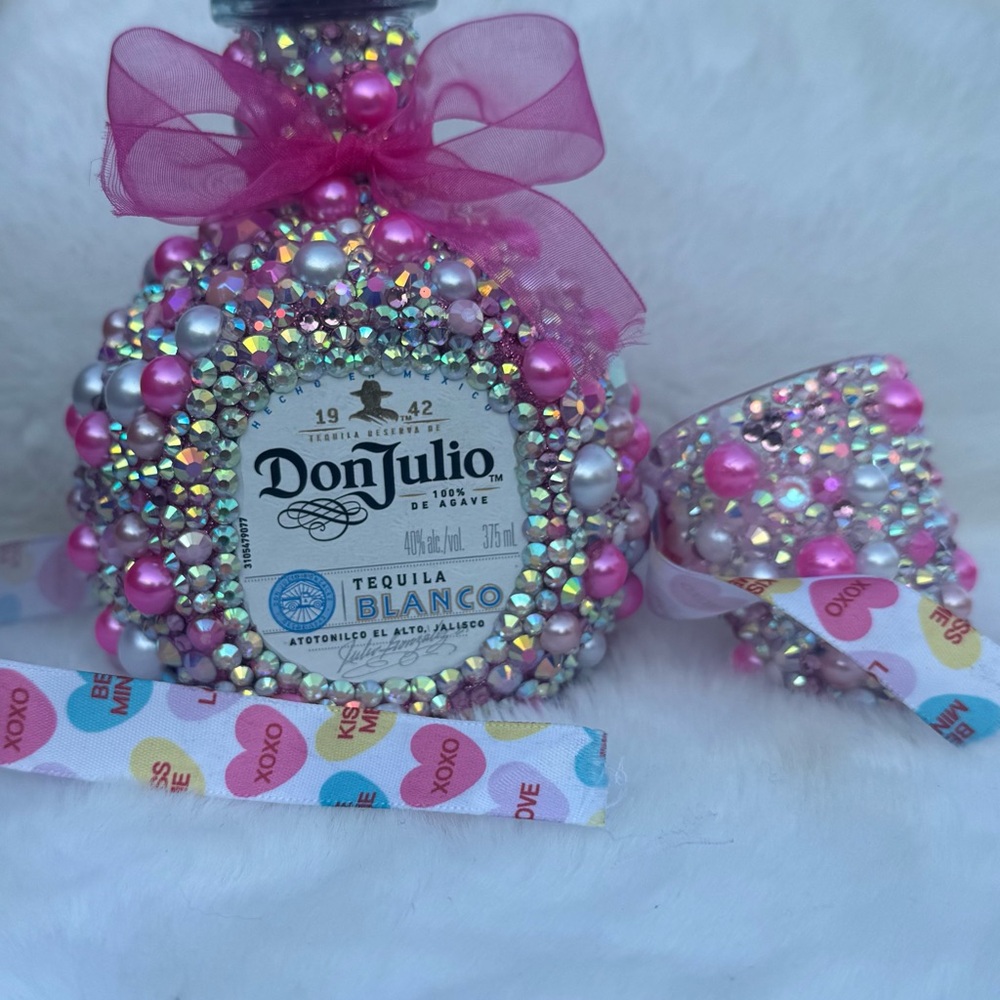 Pink and Silver Decorated Bottle